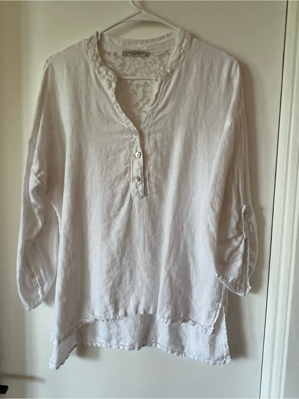Italian Linen Viola Borghi Lightweight Lace Women's Tunic Top size M